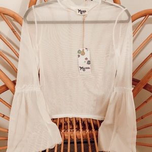 Show Me Your Mumu Sheer Trumpet Sleeve blouse